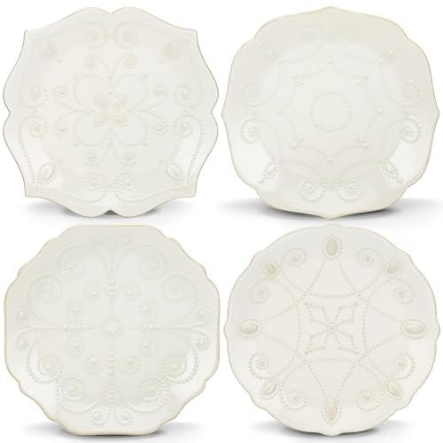 Lenox 829072 French Perle White 4-Piece Assorted Dessert Plate Set