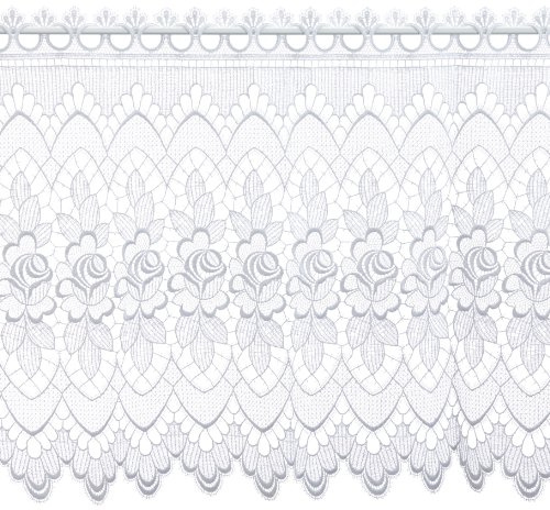 Plauener Spitze by Modespitze, Store Bistro Gardine Scheibengardine mit Stangendurchzug, hochwertige Stickerei, Höhe 60 cm, Breite 112 cm, Weiß