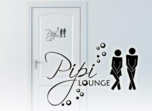 Grandora Wandtattoo Sprüche PIPI Lounge Mann Frau I schwarz 17 x 11 cm I WC Türaufkleber Piktogramm Bad Badezimmer Wandaufkleber Wandsticker W755