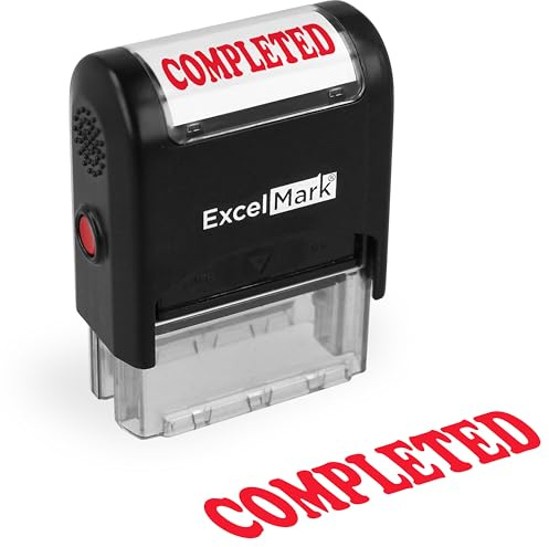 ExcelMark Completed Self Inking Rubber Stamp - Red Ink