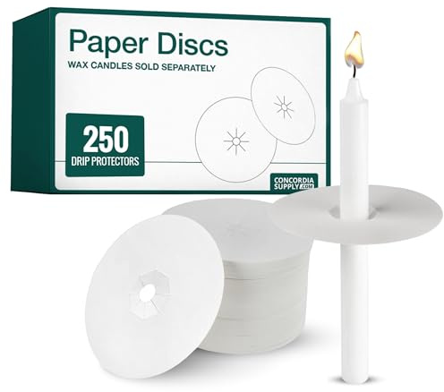 Concordia Supply Paper Disc Candle Drip Protectors - 3” Protector Covers for Taper, Vigil & Prayer Candles - Ideal Candlestick Holders for Candlelight Services & Memorial Candle (Box of 250)