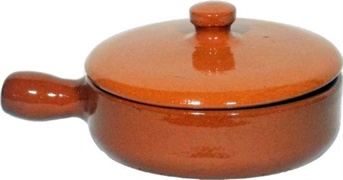 Amazing Cookware SB135 Natural Terracotta 15cm Pan with Lid, orange