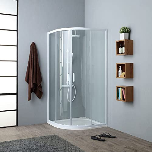 Box doccia semicircolare con profili bianchi 80x80 cm | Venere