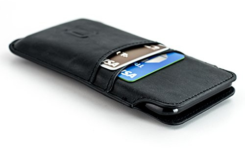 Dockem Einsteckhülle Kartenetui Provincial für iPhone 11-15 Pro Max, 14-16 Plus, XS Max, 6-8 Plus (6.5/6.7 inch) – Hülle aus Kunstleder im Vintage-Stil mit 2 Kartenfächern [Schwarz]