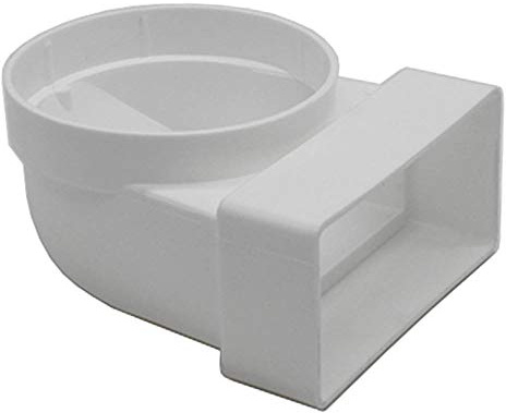 Kair 110 x 54mm to 100mm 90 Degree Elbow Plastic Duct Adaptor | Fits over other connectors and fittings, Suitable for concealed installation, Male connection, Female connection