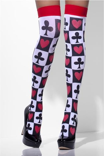 Smiffys Bas opaque, blanc, motif poker Halloween
