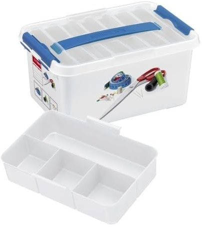 Sunware Q-line Cassetta da Cucito 6L – 30x20x14,5cm – Scatola per Cucito con Inserto – Contenitore Accessori da Cucito