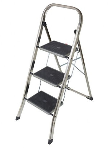 Sgabello scaletta in alluminio 3 gradini antiscivolo H104cm uso domestico JK-3
