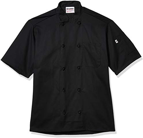 Uncommon Threads unisex adult Antigua Chef Coat W/Mesh Shirt, Black, Large US