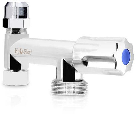 H2O-Flex® Gerätezusatzventil mit 3/8ÜM x 3/8AG mit 10mm Quetschverschraubung und 3/4AG