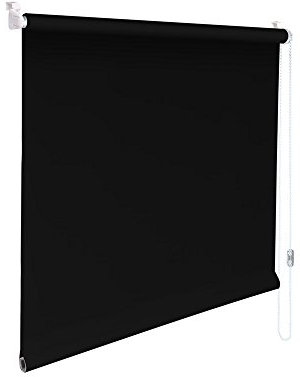 Original Easy-Shadow Mini Klemmfix Rollo Stoffmaß Breite 75 x 80 cm Höhe - SCHWARZ lichtundurchlässig Verdunkelung Verdunkelungsrollo Kettenzugrollo Seitenzugrollo Mini-Rollo mit Kettenzug - Minirollo Klemmrollo ohne bohren inklusive Klemmträger Easy&Fix - Maßanfertigung