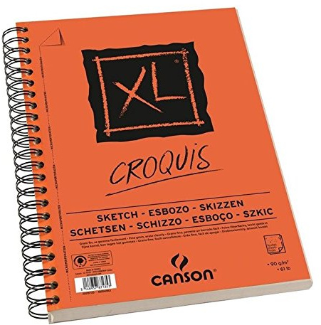 Canson Zeichenblock mit 60 Blatt, Motiv Croquis, XL, Spiralbindung, groß, 90 g, A5