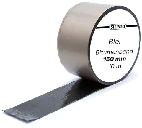 Bitumenband Reparaturband 150mm x 10 Meter, Farbe Blei - Klebeband für Risse & Fugen, Dichtungsband gegen Wasser und Feuchtigkeit, selbstklebend, Dach und Schornsteindichtung
