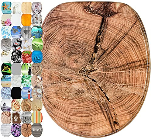 Sanilo WC Sitz mit Absenkautomatik, hochwertiger Toilettendeckel, einfache Montage, stabile Scharniere, Old Tree