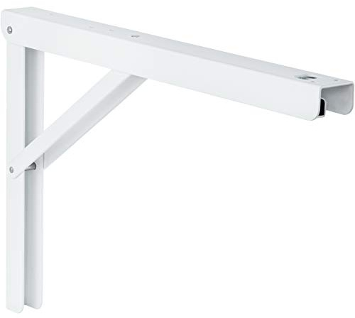 Gedotec PROFI LINE Klappkonsole 300 mm - Stahl weiß beschichtet, rostfrei & säurebeständig - Mit Wandmontage für Tisch und Sitzbank - 1 Stück