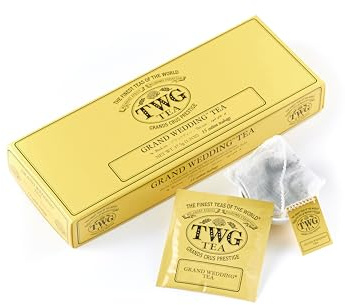 TWG Tea | Grand Wedding Tea | Schwarzer Tee | Sonnenblumen und Exotische Früchte | 15 Handgenähte Teebeutel aus Baumwolle | Geschenkset