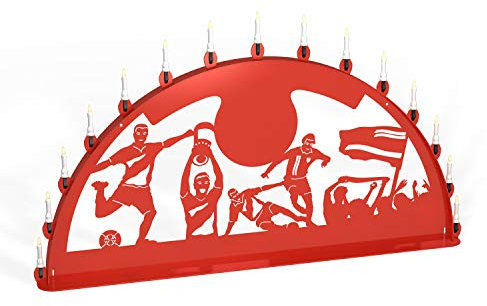 Schwibbogen Lichterbogen Metall - Motiv: Fußball Verein - Farbe: rot - wählbare Breite: XL = 1 Meter, XXL = 1,5 Meter und XXXL = 2 Meter - für Außen/Außenbereich (200 x 100 cm)