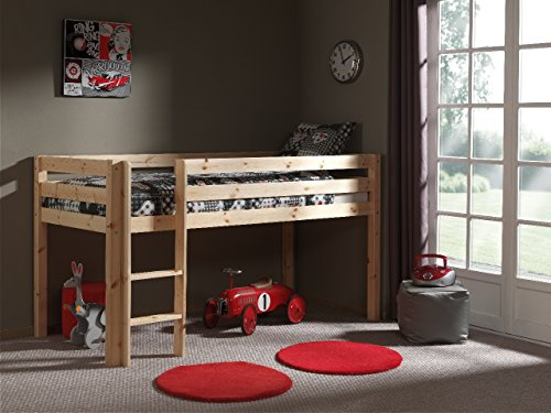 VIPACK PIHSZG10 Spielbett Pino, Maße 210 x 114 x 106 cm, Liegefläche 90 x 200 cm, Kiefer massiv Natur lackiert