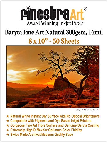 8 X 10 Fine Art Baryta Natural Inkjet Paper - 50 Sheets
