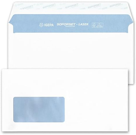 umschlag-discount - 100 Briefumschläge mit Fenster, DIN lang = 220 x 110 mm, mit Laser bedruckbar, Geschäftsumschläge, Fensterumschläge, in Berlin fair verpackt