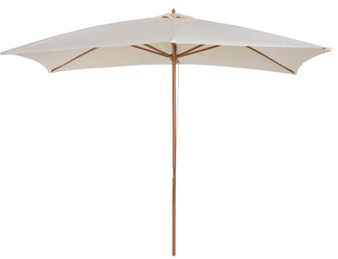 Outsunny Ombrellone da Giardino 2x3 m con Corda e Prese d'Aria, Ombrellone da Esterno con 6 Stecche in Legno, Bambù e Poliestere 180g/㎡, per Cortile, Terrazza e Balcone, Beige | Ombrellone da Esterno, 6 Stecche in Legno, Bambù, Poliestere 180g/㎡, per Cortile, Terrazza e Balcone