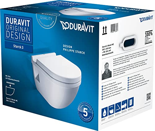Duravit Starck 3 SET Wand-WC inklusive WC-Sitz mit Absenkautomatik, weiss, 42000900A1