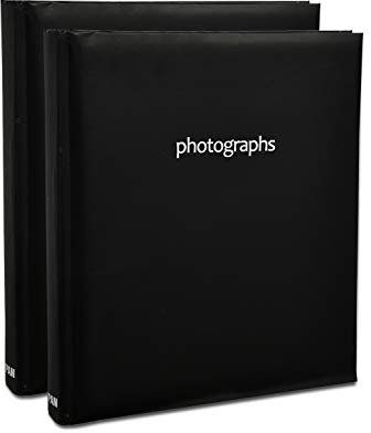 ARPAN 2 x Photo Album 200 6 X 4'' / 15 x 10 cm Photos Slip in Picture Album CD/DVD Pocket Memo Writing Area – Gifting Album (Pastel black)