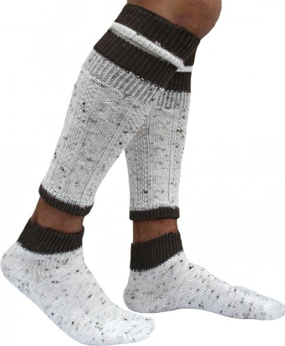 German Wear, 2-teilig Loferl Trachtensocken Trachten strümpfe Wadenwärmer, Größe:43-46;Sockenfarbe:Hellbeige/meliert