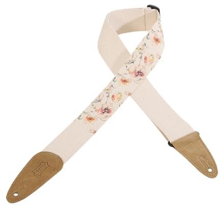 Levy's Leathers MC8U-005 Gitarrengurt aus Baumwolle, 5,1 cm, mit dekorativem Aufdruck und Wildlederenden, Tri-Glide-Lift verstellbar bis 165,1 cm