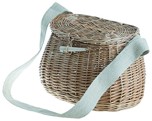 e-wicker24 Alles aus Weide Fiskekorg av vide, fiskkorg, flätad fiskkorg med remmar, pilkorg för fisketillbehör, korg för fiskartillbehör