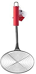Home Schiumarola con Manico Antiscivolo, Acciaio Inossidabile, Rosso, 5x36x36 cm