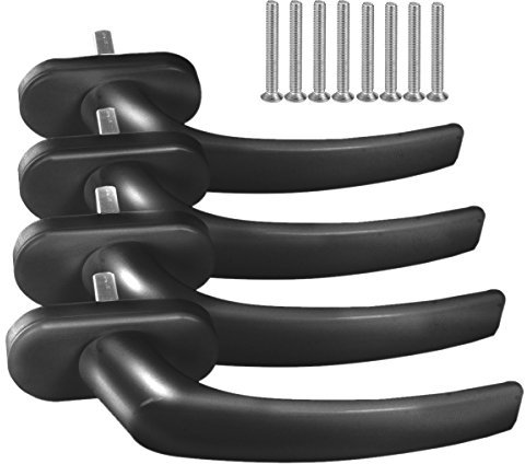 4 x Alu Fenstergriff in Schwarz RAL 9005 - Stiftlänge 45mm