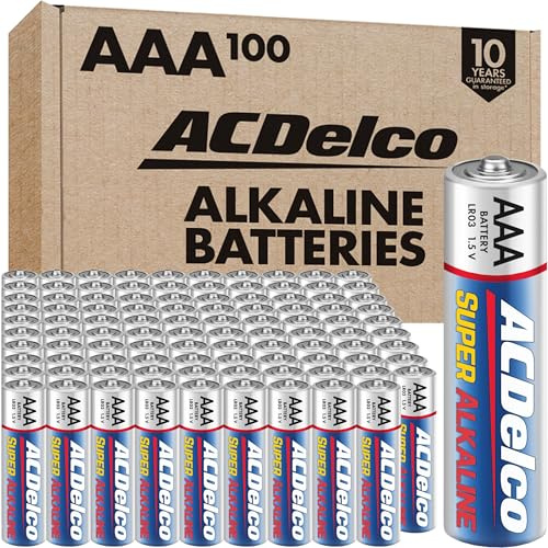 ACDelco AAA Batteries, Maximum Power Super Alkaline Battery, 10-Year Shelf Life, Recloseable Packaging, 100 Count