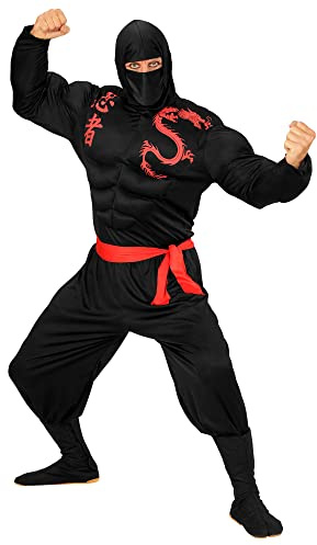 W WIDMANN MILANO Party Fashion - Costume ninja musclé, chemise musclée, guerrier japonais, combattant, déguisements de carnaval