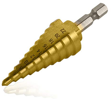 ACENIX HSS 4241 Step Drill Bit 4-22mm, Titanium Coated Hex Shank Cone Drill Bit for Sheet Metal, Plastic, and Wood Includes Free Cleaning Cloth