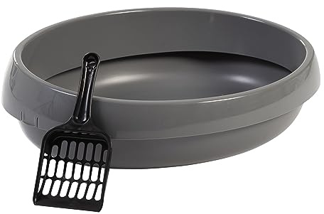 Iris Ohyama Vassoio per Gatti, Fino a 4kg, 1 Pala, Grigio, Tetto Aperto, Box per gatti, Lato alto, Per Gattini, Conigli, Piccolo, Profondo, Senza BPA, Facile da pulire, PNE-480