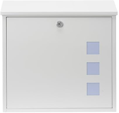 Burg-Wachter MB08 Aire Wall Mounted Galvanised Steel Lockable Weatherproof Post Box - White - 37x36x11cm