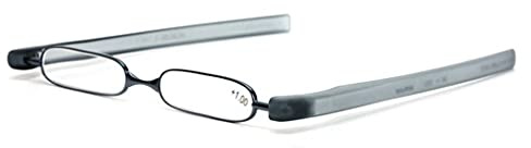 PODREADER Lesebrille Lesehilfe und Etui in Einem, der neue Trend, klappbar, faltbar, platzsparend, von +1,00 bis +3,00 Dioptrien sowie in trendigen Farben wählbar (+ 1.5 Dpt., Schwarz)