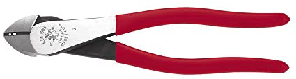 Klein Tools D243-8 tång, tillverkad i USA, diagonala skärtång med kabelskalningshål, design med hög hävstång, 20 cm