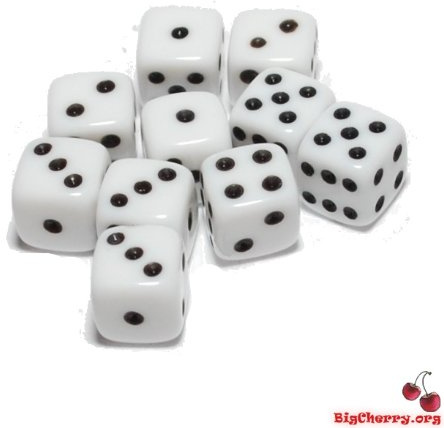 Big Cherry Dice, 10 x TINY 5mm Dice / Wound Markers, in White