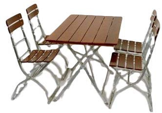 Kunibert Biergartengarnitur Modell Brauerei 1 A Brauereiqualität 1 Tisch Eckig120x70 + 4 Stühle