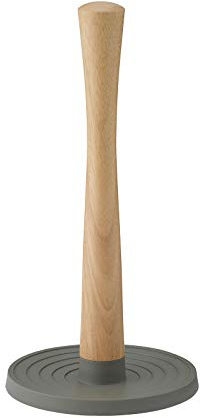Stelton Küchenrollenhalter ROLL-IT - Stehender Rollenhalter - Holzschaft, Kunststoffsockel, rutschfest - Hergestellt aus hochwertigem Gummiholz & Silikon - Modernes skandinavisches Design - Grau