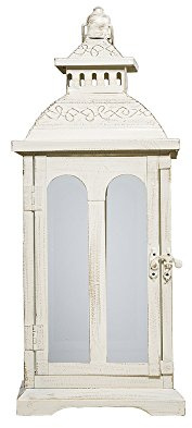 Laterne Country Creme weiß aus Metall mit Rundbogenfenstern H59cm - Gross