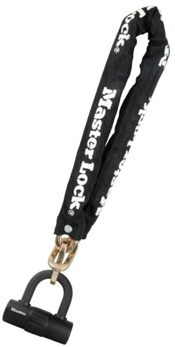 Master Lock Catena Bici con Mini U Antifurto, Chiave, Luccheto Certificato, 8234EURDPRO, Da utilizzare con bici elettriche, da montagna, da strada, pieghevoli