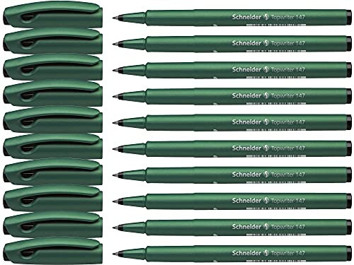 Schneider 1471 Topwriter 147 Faserschreiber (Hartfaserspitze, Strichstärke 0,6 mm) 10er Pack, schwarz