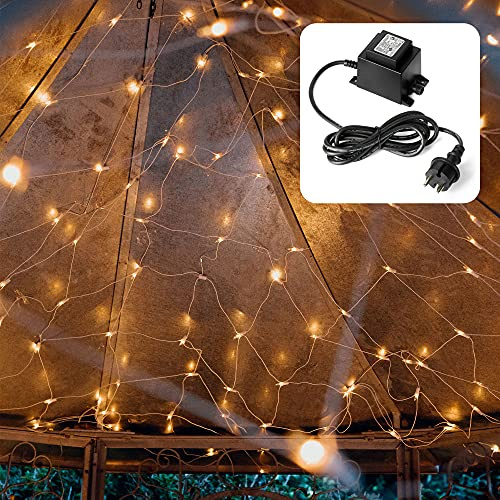 Lichtnetz mit 208 Kerzen fuer innen und aussen - Lichtvorhang Pavillon-Netz