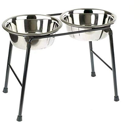 Classic Pet Products Double Feeder High Stand with 2 x 1600 ml Stainless Steel Dishes, 300 mm Tall | Raised Double Dog Bowl | Heavy-Duty Metal Frame | Easy Clean Removable Bowls