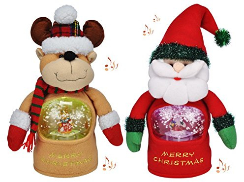 Benelando Singende Weihnachtsfiguren Let it Snow! mit integrierter Schneekugel (Rentier)