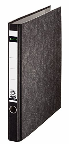 Leitz Standard-Ringordner ohne Schlitze, Schwarz, 3,5 cm Rückenbreite, Einband mit Wolkenmarmor-Papier bezogen, 10400000