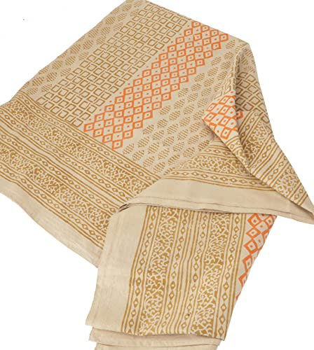 GURU SHOP Blockdruck Tagesdecke, Bett & Sofaüberwurf, Handgearbeiteter Wandbehang, Wandtuch - Design 6, Baumwolle, Size:Single 150x200 cm
